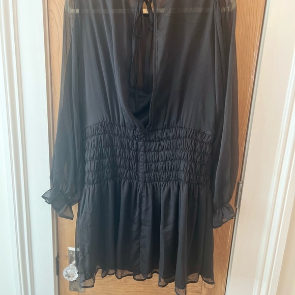 Lena Black Sheer Dress with Cinched Waist - Picture 3 of 3